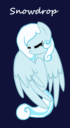 Size: 632x1144 | Tagged: safe, artist:lucky-em, imported from derpibooru, oc, oc only, oc:snowdrop, pegasus, pony, base used, dark background, eyelashes, eyes closed, female, mare, pegasus oc, png, solo, wings