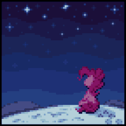 Size: 250x250 | Tagged: safe, artist:mrponiator, imported from derpibooru, pinkie pie, earth pony, pony, animated, female, fireworks, gif, night, pixel art, sitting, solo, stars, sweet dreams fuel