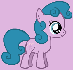 Size: 468x452 | Tagged: safe, artist:therainbowkingdom69, baby half note, earth pony, pony, baby hawwlf note, cute, female, g1, g1 to g4, g4, generation leap, lilac background, mare, simple background, smiling