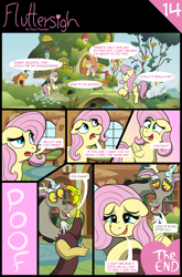 Size: 2318x3503 | Tagged: safe, artist:doodledonutart, imported from derpibooru, discord, fluttershy, draconequus, pegasus, pony, comic:fluttersigh, bananaphone, comic, discoshy, female, frown, high res, male, mare, open mouth, open smile, shipping, smiling, straight, talking