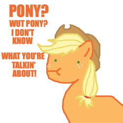 Size: 500x500 | Tagged: safe, artist:askpinkiepieandfriends, imported from derpibooru, applejack, earth pony, pony, :t, ask, bust, dot eyes, female, mare, simple background, solo, tumblr, white background