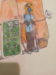 Size: 3120x4160 | Tagged: safe, artist:mental, imported from derpibooru, oc, oc only, oc:mental shock, anthro, fallout equestria, alternate universe, breasts, clothes, gun, jumpsuit, leg warmers, rifle, solo, traditional art, train car, weapon