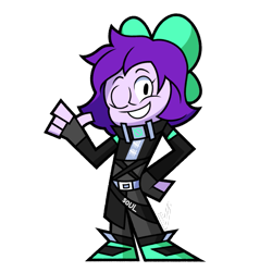 Size: 1011x1011 | Tagged: safe, artist:virtualvindicator, imported from derpibooru, oc, oc only, oc:mable syrup, human, equestria girls, book, bow, deaf, fortnite, humanized, purple hair, simple background, solo, spellbook, standing, transparent background