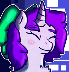 Size: 1900x1986 | Tagged: artist needed, safe, imported from derpibooru, oc, oc only, oc:mable syrup, pony, unicorn, blind, bow, icon, purple hair, solo