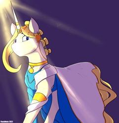 Size: 3303x3433 | Tagged: safe, artist:flashnoteart, imported from derpibooru, oc, oc only, oc:blue haze, pony, saddle arabian, unicorn, ponyfinder, bard, blonde hair, blonde mane, blue eyes, clothes, dress, dungeons and dragons, fantasy class, high res, jewelry, pen and paper rpg, rays, rpg, white fur