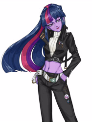 Size: 3543x4724 | Tagged: safe, artist:田园锄串子, imported from derpibooru, twilight sparkle, human, belly button, female, humanized, midriff, simple background, solo, white background