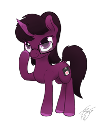 Size: 1037x1292 | Tagged: safe, artist:parallel black, imported from derpibooru, oc, oc only, oc:heart drive, pony, unicorn, butt freckles, digital art, female, freckles, glasses, mare, ponybooru, ponybooru mascot, raised hoof, raised leg, simple background, smiling, solo, transparent background