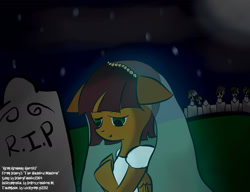 Size: 2150x1650 | Tagged: safe, artist:lucky-em, imported from derpibooru, oc, oc only, pegasus, pony, clothes, dress, female, full moon, gravestone, mare, moon, outdoors, solo, wedding dress, wedding veil, wings