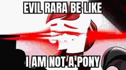Size: 537x301 | Tagged: safe, edit, edited screencap, imported from derpibooru, screencap, coloratura, earth pony, pony, the mane attraction, clothes, deep fried meme, evil character be like, impact font, meme, rara, solo