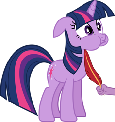 Size: 1280x1350 | Tagged: safe, artist:frownfactory, imported from derpibooru, spike, twilight sparkle, pony, unicorn, it's about time, duo, feather, female, floppy ears, holding, horn, male, mare, multicolored mane, multicolored tail, offscreen character, puffy cheeks, purple eyes, simple background, standing, sweat, sweatdrop, tail, tickle torture, tickling, transparent background, unicorn twilight, vector