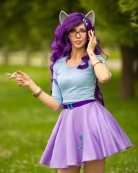 Size: 1080x1350 | Tagged: safe, imported from derpibooru, rarity, human, equestria girls, clothes, cosplay, costume, glasses, irl, irl human, photo, scissors