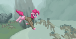 Size: 3250x1660 | Tagged: safe, artist:vezja, imported from derpibooru, pinkie pie, 1917, clothes, explosion, movie reference, soldier, trench, uniform