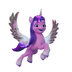 Size: 3464x3464 | Tagged: safe, artist:vernorexia, edit, imported from derpibooru, sunny starscout, twilight sparkle, alicorn, pony, spoiler:my little pony: a new generation, artificial wings, augmented, flying, full body, g4, g4 to g5, g5, high res, magic, magic horn, magic wings, my little pony: a new generation, recolor, simple background, solo, streaked mane, sunnycorn, transparent background, wings