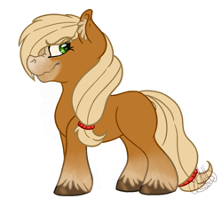 Size: 900x840 | Tagged: safe, artist:millefaller, imported from derpibooru, earth pony, pony, applejack (g5 concept leak), ear fluff, female, g5 concept leaks, mare, simple background, smiling, solo, unshorn fetlocks, white background