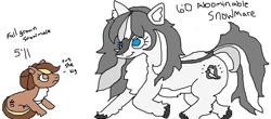 Size: 1199x529 | Tagged: safe, artist:anonymous, imported from ponybooru, oc, oc only, oc:the abominable snowmare, earth pony, 1000 hours in ms paint, dialogue, duo, female, mare, meme, pale belly, simple background, snowpony (species), taiga pony, white background, yakutian horse