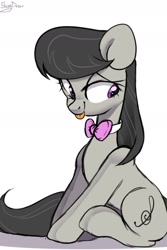 Size: 1200x1800 | Tagged: safe, artist:shiny-dust, imported from derpibooru, octavia melody, earth pony, pony, :p, female, mare, simple background, sitting, solo, tongue out, white background