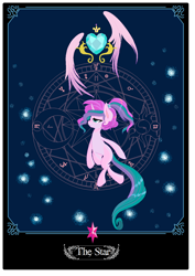 Size: 1120x1584 | Tagged: safe, artist:mana minori, imported from derpibooru, star dreams, pony, card, female, filly, glowing, heart, magic, pink, solo, stars, toyline, wings