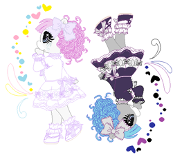 Size: 543x496 | Tagged: safe, artist:mana minori, imported from derpibooru, earth pony, pony, bipedal, blue, characters, clothes, curls, dress, fashion, g1, gothic, lolita fashion, pink, style, sweet, takara, takara pony