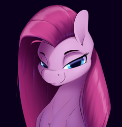 Size: 2973x3092 | Tagged: safe, artist:aquaticvibes, imported from derpibooru, pinkie pie, earth pony, pony, black background, female, high res, looking at you, mare, pinkamena diane pie, simple background, smug, smugpie