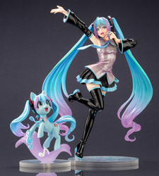 Size: 900x1000 | Tagged: safe, imported from derpibooru, kotobukiya, earth pony, human, pony, anime, craft, crossover, hasbro, hatsune miku, headphones, human ponidox, kotobukiya hatsune miku pony, music notes, necktie, ponified, sculpture, self ponidox, simple background, vocaloid