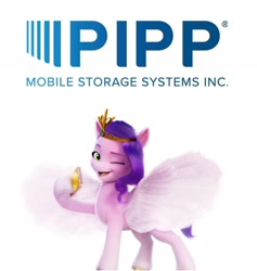 Size: 1496x1580 | Tagged: safe, edit, edited screencap, imported from derpibooru, screencap, pipp petals, pegasus, pony, cellphone, g5, logo, my little pony: a new generation, namesake, phone, pun, visual pun