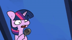 Size: 1920x1080 | Tagged: safe, artist:tjpones, imported from derpibooru, pinkie pie, twilight sparkle, earth pony, pony, unicorn, ai assisted, ai content, animated, duo, female, fifteen.ai, hoof hold, mare, microphone, monorail, simpsons did it, sound, webm