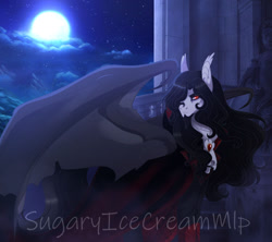 Size: 1280x1138 | Tagged: safe, artist:sugaryicecreammlp, imported from derpibooru, pony, vampire, vampony, dracula, moon, night, ponified, solo