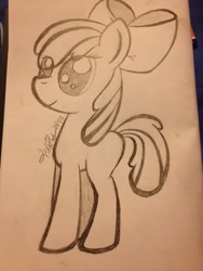 Size: 768x1024 | Tagged: safe, artist:fisherflii, imported from derpibooru, apple bloom, earth pony, pony, female, filly, sketch, solo, traditional art