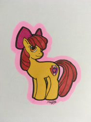 Size: 3024x4032 | Tagged: safe, artist:foxylover2431, imported from derpibooru, apple bloom, earth pony, pony, female, filly, inktober 2021, solo, traditional art