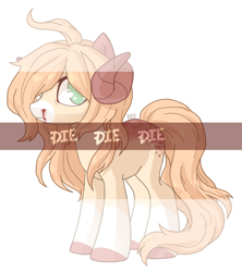 Size: 1664x1873 | Tagged: safe, artist:miioko, imported from derpibooru, oc, oc only, pony, blood, colored hooves, horns, nosebleed, simple background, watermark, white background