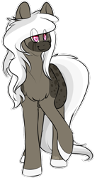 Size: 569x1035 | Tagged: safe, artist:sketchytwi, imported from derpibooru, oc, oc only, earth pony, pony, chest fluff, colored hooves, earth pony oc, eye clipping through hair, raised hoof, simple background, smiling, transparent background