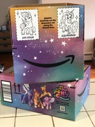 Size: 1108x1478 | Tagged: safe, imported from derpibooru, hitch trailblazer, izzy moonbow, pipp petals, sunny starscout, zipp storm, earth pony, pegasus, pony, unicorn, amazon.com, box, g5, mane five (g5), my little pony: a new generation