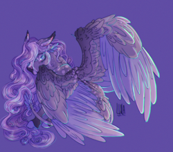 Size: 2064x1815 | Tagged: safe, artist:pegasus004, imported from derpibooru, oc, oc only, pegasus, pony, blaze (coat marking), coat markings, colored hooves, colored wings, colored wingtips, dappled, facial markings, leonine tail, long hair, solo, tail, tail feathers, wings