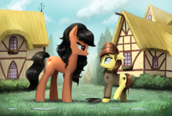 Size: 3399x2304 | Tagged: safe, artist:magfen, imported from derpibooru, oc, oc only, oc:clover, oc:huniebuns, earth pony, pony, clothes, duo, female, high res, officer, star wars, uniform