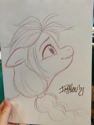 Size: 1536x2048 | Tagged: safe, artist:imalou, imported from derpibooru, sunny starscout, earth pony, pony, female, g5, grin, mare, my little pony: a new generation, sketch, smiling, solo, traditional art