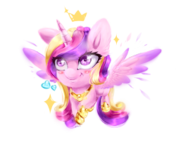 Size: 3300x2700 | Tagged: safe, artist:hemastral, imported from derpibooru, princess cadance, alicorn, pony, chibi, crown, cute, cutedance, ear fluff, female, heart, high res, jewelry, mare, regalia, simple background, solo, transparent background