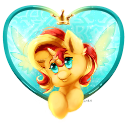 Size: 841x830 | Tagged: safe, artist:hemastral, imported from derpibooru, sunset shimmer, pony, equestria girls, blushing, bust, crown, cute, ear fluff, heart, heart eyes, jewelry, leg fluff, portrait, regalia, shimmerbetes, simple background, solo, transparent background, wingding eyes, wings