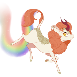 Size: 2359x2359 | Tagged: safe, artist:ximsketchs, imported from derpibooru, autumn blaze, kirin, awwtumn blaze, cute, female, high res, profile, rainbow, simple background, slit pupils, solo, white background