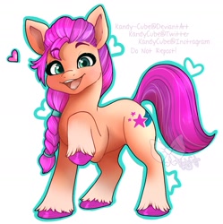 Size: 1413x1417 | Tagged: safe, artist:kandycube, imported from derpibooru, sunny starscout, earth pony, pony, cute, female, g5, heart, mare, raised hoof, solo, sunnybetes