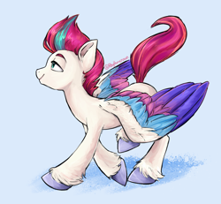 Size: 1200x1110 | Tagged: safe, artist:rhythmcrown, imported from derpibooru, zipp storm, pegasus, pony, female, g5, mare, my little pony: a new generation, profile, signature, simple background, smiling, solo, spread wings, wings