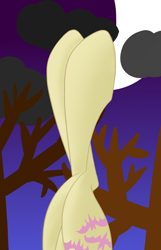 Size: 1396x2166 | Tagged: source needed, safe, artist:cycrus, imported from derpibooru, fluttershy, bat pony, pony, bat ponified, female, flutterbat, legs, legs in air, mare, moon, night, pictures of legs, race swap, solo, tree