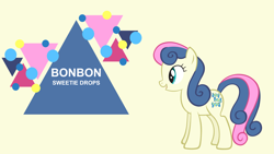 Size: 4400x2475 | Tagged: safe, artist:durpy, edit, editor:quoterific, imported from derpibooru, vector edit, bon bon, sweetie drops, earth pony, pony, board, high res, simple background, solo, text, vector, wallpaper