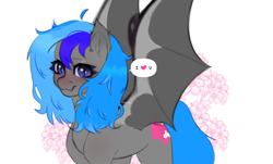 Size: 2022x1218 | Tagged: safe, artist:azaani, imported from derpibooru, oc, oc only, oc:pip, bat pony, pony, bat pony oc, bat wings, solo, speech bubble, wings