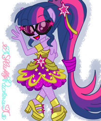 Size: 1024x1229 | Tagged: safe, artist:xxfluffypachirisuxx, imported from derpibooru, sci-twi, twilight sparkle, dance magic, equestria girls, spoiler:eqg specials, clothes, dance magic (song), dress, ponied up, simple background, solo, sunglasses, super ponied up, transparent background