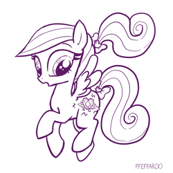 Size: 1679x1679 | Tagged: safe, artist:pfeffaroo, imported from derpibooru, princess cadance, pegasus, pony, bow, cute, cutedance, hair bow, monochrome, pegasus cadance, solo, tail, tail bow, younger