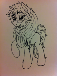 Size: 1936x2592 | Tagged: safe, artist:zombietator, imported from derpibooru, earth pony, pony, black butler, glasses, lineart, ponified, raised hoof, smiling, solo, traditional art