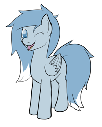 Size: 4000x5000 | Tagged: safe, artist:zombietator, imported from derpibooru, oc, oc only, pegasus, pony, one eye closed, open mouth, pegasus oc, simple background, smiling, solo, white background, wings, wink