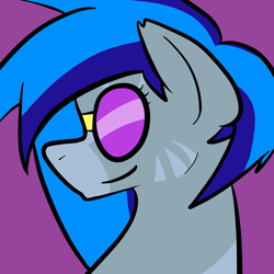 Size: 3000x3000 | Tagged: safe, artist:zombietator, imported from derpibooru, oc, oc only, earth pony, pony, bust, earth pony oc, eyelashes, female, high res, mare, purple background, simple background, smiling, solo, sunglasses