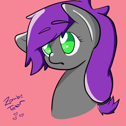 Size: 5000x5000 | Tagged: safe, artist:zombietator, imported from derpibooru, oc, oc only, earth pony, pony, bust, earth pony oc, eyelashes, pink background, signature, simple background, smiling, solo