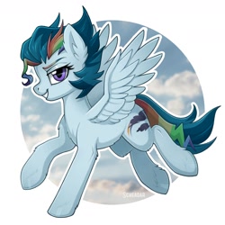 Size: 1616x1616 | Tagged: safe, artist:scheadar, imported from derpibooru, oc, oc only, oc:spectrum storm, pegasus, pony, solo